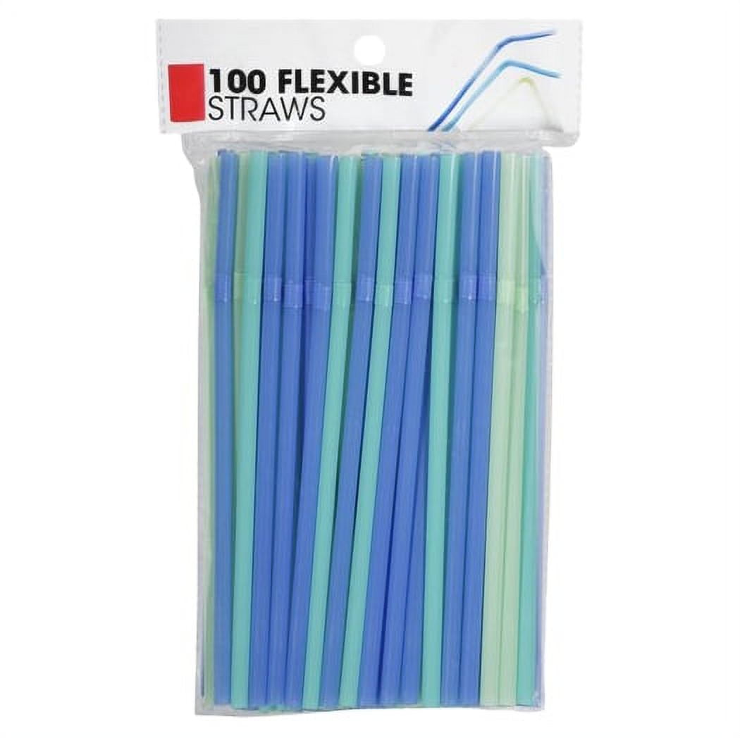 Blue 11 inch long 3/8 inch diameter flexible reusable plastic straws that  fit our straw caps - Set of 20 - Free Shipping