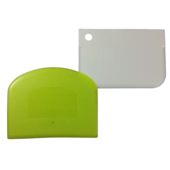 Flexible Bowl Scrapers Green & White Plastic Hand Spatulas - Bread Pastery Cake