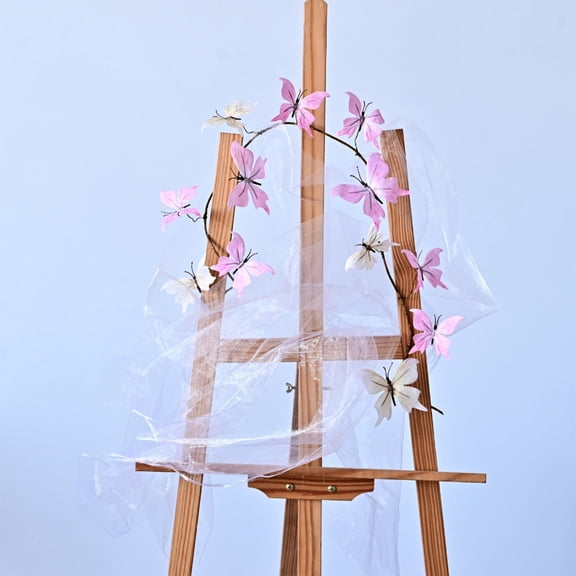 Flexible Butterfly Vine Stem,37" Silk Flower Stem with Gradients Butterflies,DIY 3D Unique Butterfly Hanging Decor for Home Wall Easter Spring,Modern Colorful Florals Room Decoration For Arch