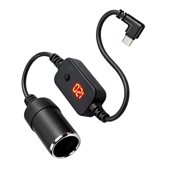 Flexible Cable Car Adapter Type C Featuring Adjustable Voltages 9V 12V 15V 20V and Fast Charging