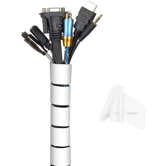 Flexible Cable Cover Raceway, Cord Concealer Channel, 16Mm Cable Sleeve, Slit Design, For Wire Management, White, Tool-Free, Meiiso