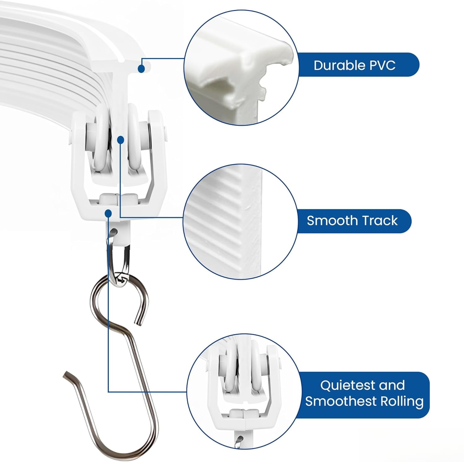 Flexible Ceiling Curtain Track 16.4ft White - Bendable Room Divider RV ...