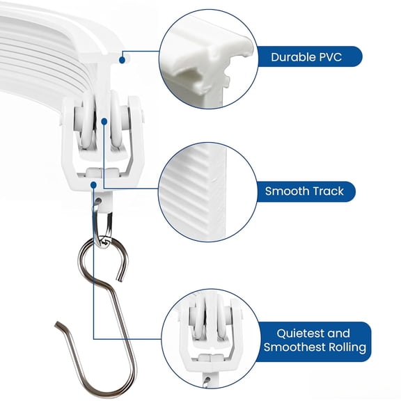 Flexible Ceiling Curtain Track 16.4ft White - Bendable Room Divider RV Track for Homeowners & RV Enthusiasts
