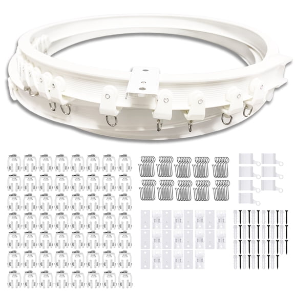 Flexible Ceiling Curtain Track,23 Ft Curved Curtain Rail with Mute Rollers,Bendable Mount for Shower Bay Window RV Curtain Room Divider