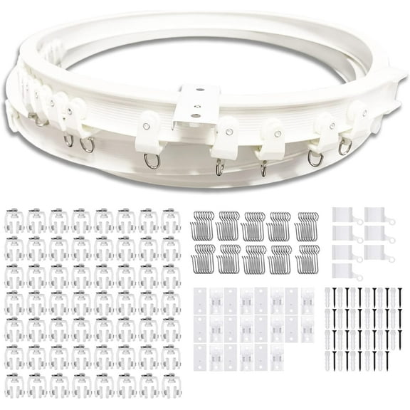 Flexible Ceiling Curtain Track | 23 Ft Curved Curtain Rail with Mute Rollers | Bendable Mount for Shower Bay Window RV Curtain Room Divider