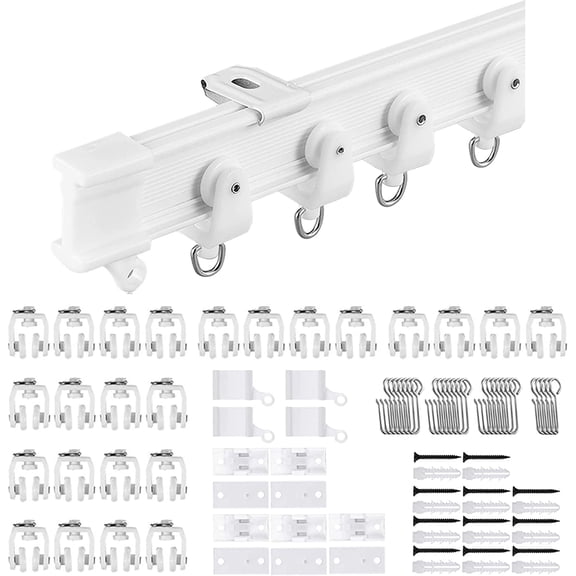 Flexible Ceiling Curtain Track | 9.8 ft (3 m) Curved Curtain Rail with Mute Rollers | Bendable Mount for Shower Bay Window RV Room Divider