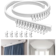 Flexible Ceiling Curtain Track 9.8ft, Bendable Curved Curtain Track Ceiling Mount, PVC Metal Stainless Steel Roller Track for Shower Room Divider RV Window