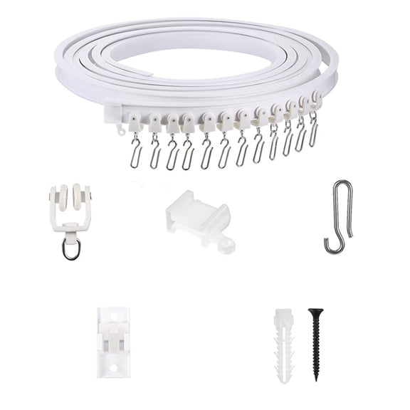 Customizable Curtain Rails Kits 1/2/3/5Meter Bendable Ceiling Track with Quiet Rollers Set for Efficient Space Division