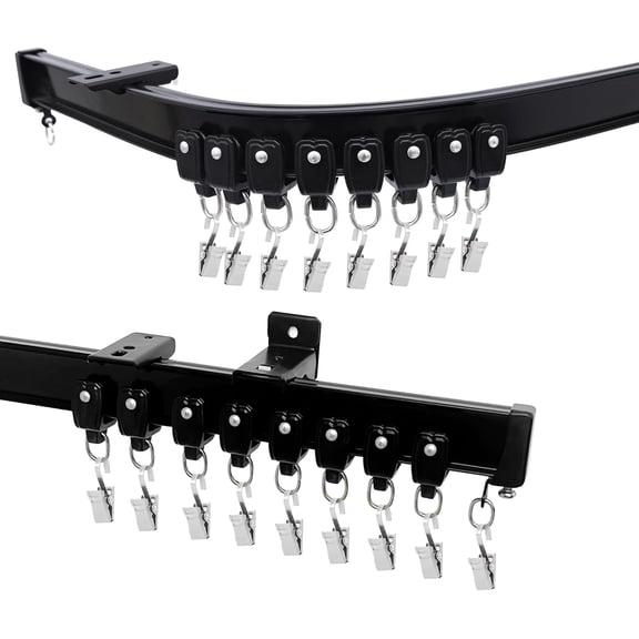 Flexible Ceiling Curtain Track with Clips, Heavy Duty Aluminum, Black, 18 FT