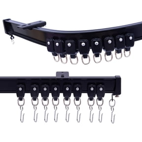 Flexible Ceiling-Mount Curtain Track for Room Dividers Aluminum Rail with Hooks Black 21 FT