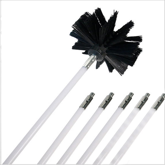 Flexible Chimney Sweep Set Flue Sweeping Brush & Rod Kit Soot Cleaning ...