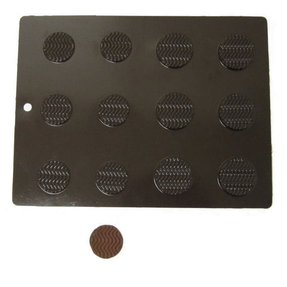Flexible Chocolate Mold: Disc w/Wavy Flutes. 2 Different Sizes, 6 of Each