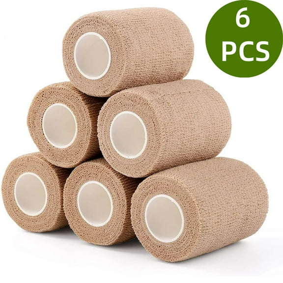 Flexible Cohesive Wrap Bandage,6 Packs 3Inch X 5Yards,Self-Adhesive Strong Elastic Tape for Wrist,Hand,Ankle Sprains