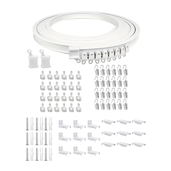 Flexible Curtain Rails 3Meter with Rollers and Clip Brackets Set Ceiling Track for Curtain Sliding