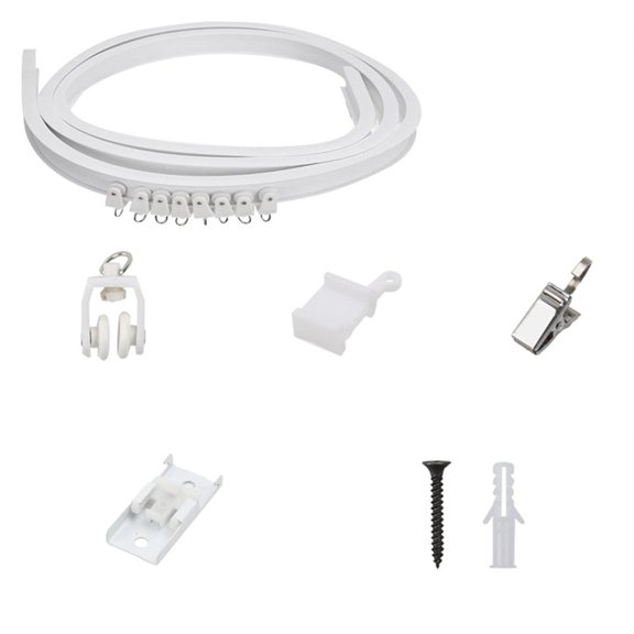 Flexible Curtain Track 5 Meter Wall and Ceiling Mount Rails with Rollers and Clip Set for Drapery Hanging Room Divider