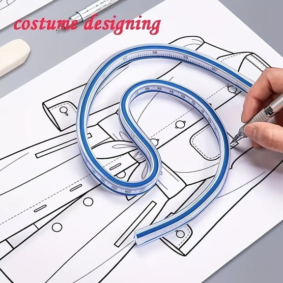 Flexible Curve Ruler with Dual Scale (cm/inch) - Bendable Measuring Ruler for Drawing, Engineering, Sewing & DIY Crafts