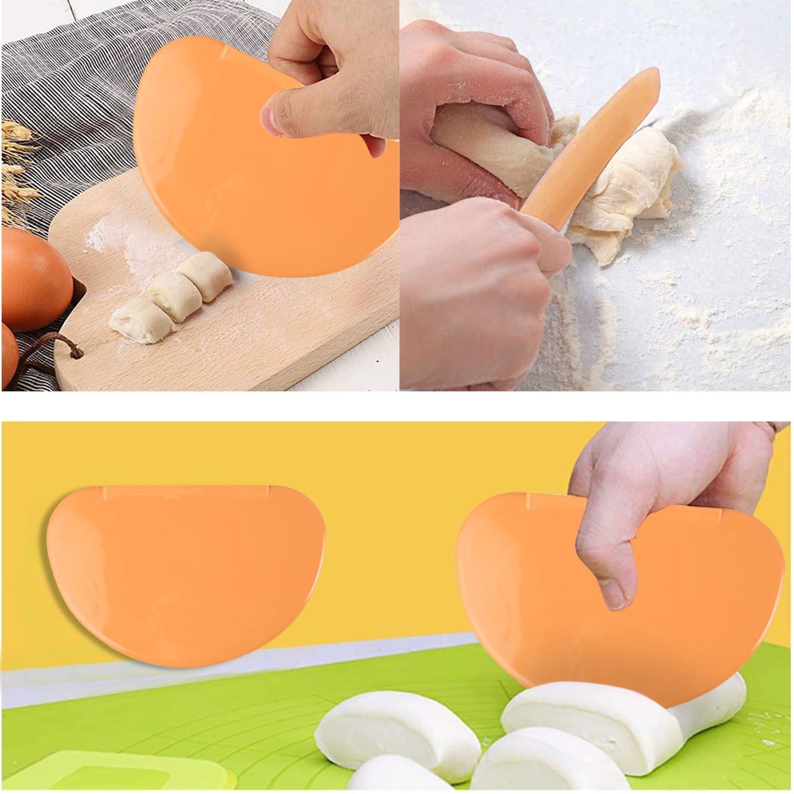 Flexible Curved Edge Silicone Bowl Scraper, Food Grade Dough Scraper