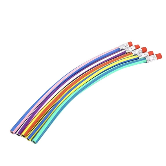 Flexible Curved Magic Pencils - Multi-Color Bent Writing Tools with Eraser Tip, Portable Art Supply for Creative Drawing & Design