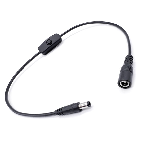 Flexible DC5521 Female to Male Extension Cord With Push Button Switches For Routers CCTV And Small Appliances
