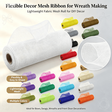Flexible Decor Mesh Ribbon for Wreath Making, Lightweight Fabric Mesh Roll, Ideal Material to Create Bows, Swags and Front Door Decorations
