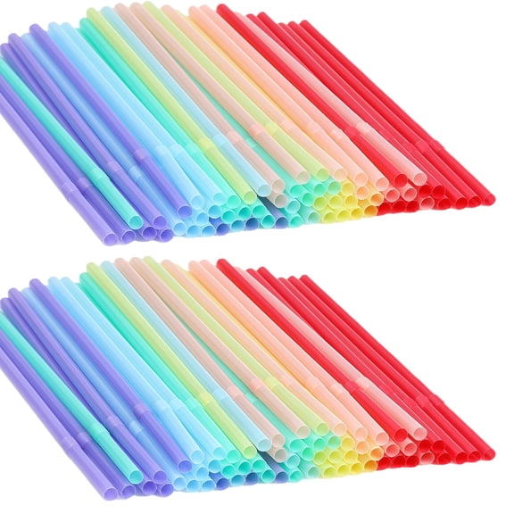 Flexible Disposable Drinking Straws, Bexikou 200 Pack, 8.3" Long Bendy Plastic Straws, 0.23" Diameter Individually Unwrapped Straws for Home, Party, Cafe & Daily Use
