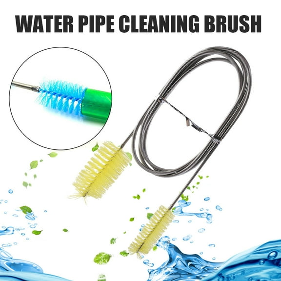 Flexible Double Ended Tube Filter Pump Hose Brush 155cm Nylon Metal Aquarium Fish Tank Cleaning Tool 2in Brush for Curved Tubes Easy Use Blue Yellow White