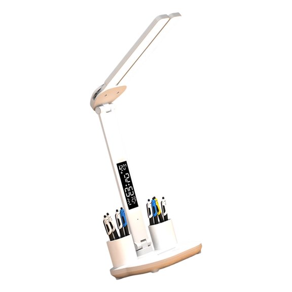 Flexible Double LED Reading Lamp with Storage Organizers Eye Caring Light Plastic Texture for Students and Professionals