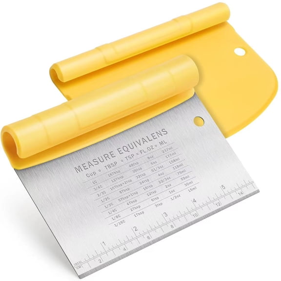 Flexible Dough Scraper and Bench Tool with Integrated Measurement Conversion Table, 6-inch Non-Stick PE Pastry Cutter for Baking, Slicing and Scaping