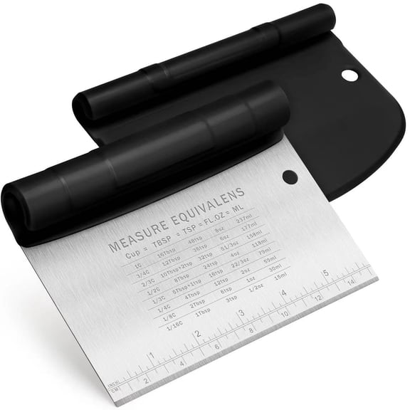 Flexible Dough Scraper and Bench Tool with Integrated Measurement Conversion Table, 6-inch Non-Stick PE Pastry Cutter for Baking, Slicing and Scaping