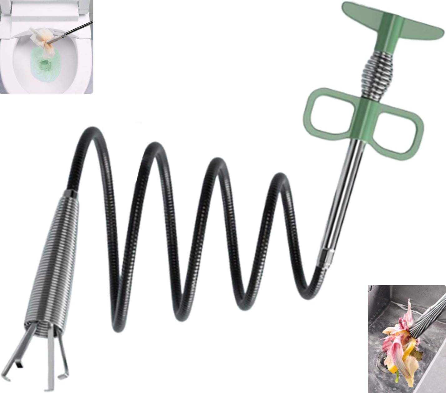 Clogged Cleaner Rod Flexible Drain Unblocker – 4-Claw Grabber Plumbing Snake Tool | Drain ...
