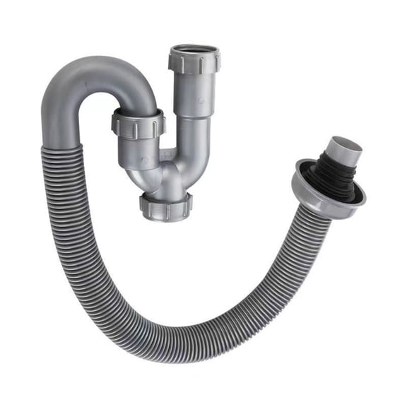 Flexible Drainage Pipe Kit With U Trap For Kitchen Sink, ABS Plastic Flexible Tubing To Prevent And Clogs, Easy Install Black