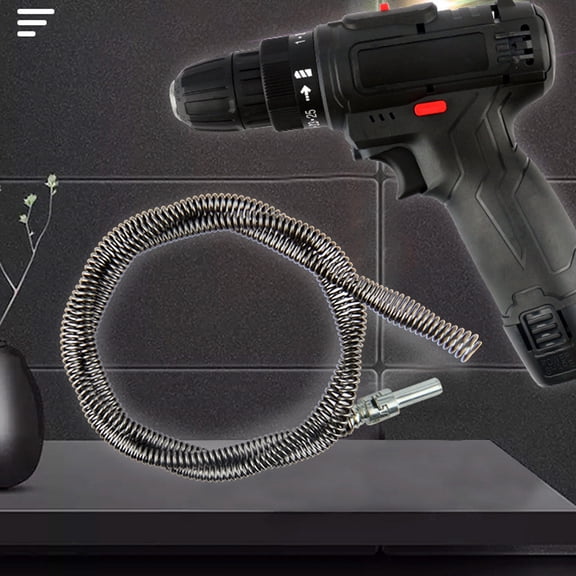 Flexible Drill-Attached Sewer Dredge Tool, Stainless Steel Spring Pipe Dredger for Kitchen Sink Toilet