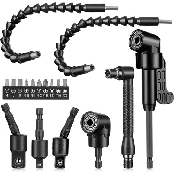 Flexible Drill Bit Extension Set 105 Right Angle Drill Bit Attachment 1/4,3/8,1/2 Inch Hex Adapter Socket Socket Wrench