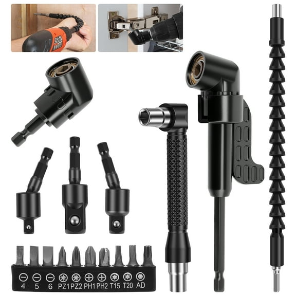 Flexible Drill Bit Extension Set 360° Rotatable Angle Drill Attachment Set Efficient Torque Screwdriver Bit Kit for Garage