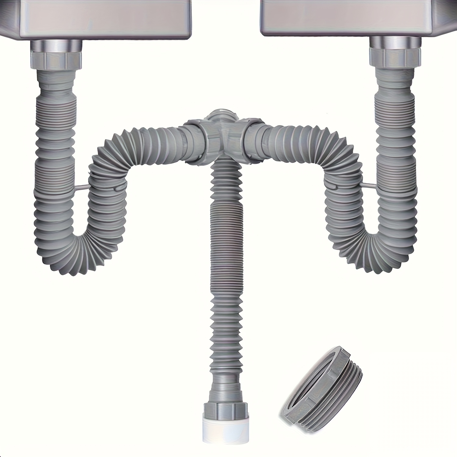 [Flexible Dual Sink Drain Kit] Flexible Dual Sink Drain Kit, 1-1/2 and ...