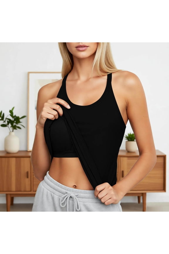 Flexible Everyday Comfort Women's Tank Top with Built-In Light Support for Activewear and Casual Fitness Black S