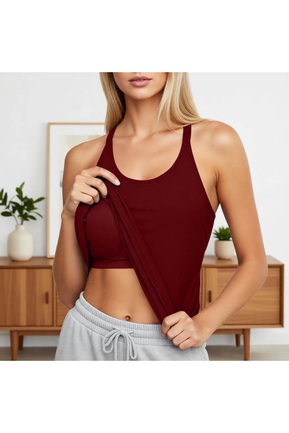 Flexible Everyday Comfort Women's Tank Top with Built-In Light Support for Activewear and Casual Fitness Wine XXL
