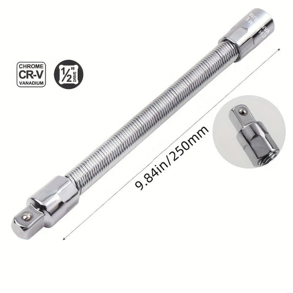 Flexible Extension Bar, 1/2" Flexible Socket Extension Bar Ratchet Wrench Extensions, Flexible Socket Extension Bar, for Tight Spaces Automotive Repair Tool Kit
