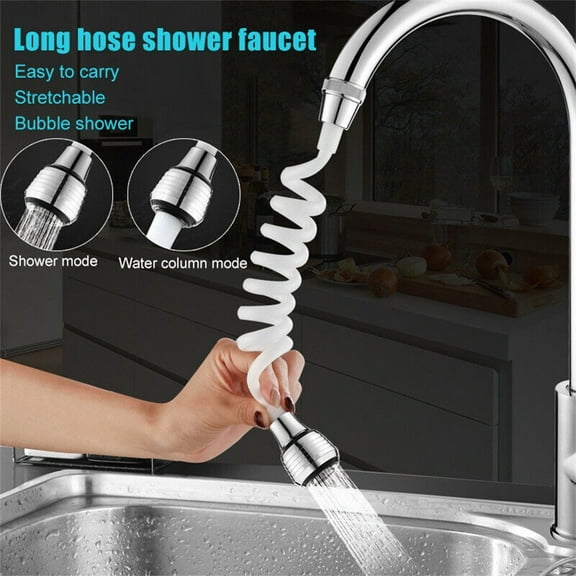 Flexible Faucet Extender With Long Hose,2-Mode Sink Spray Adapter For 22Mm/24mm Taps,360 Degree Rotating Water Saving Nozzle, Silver