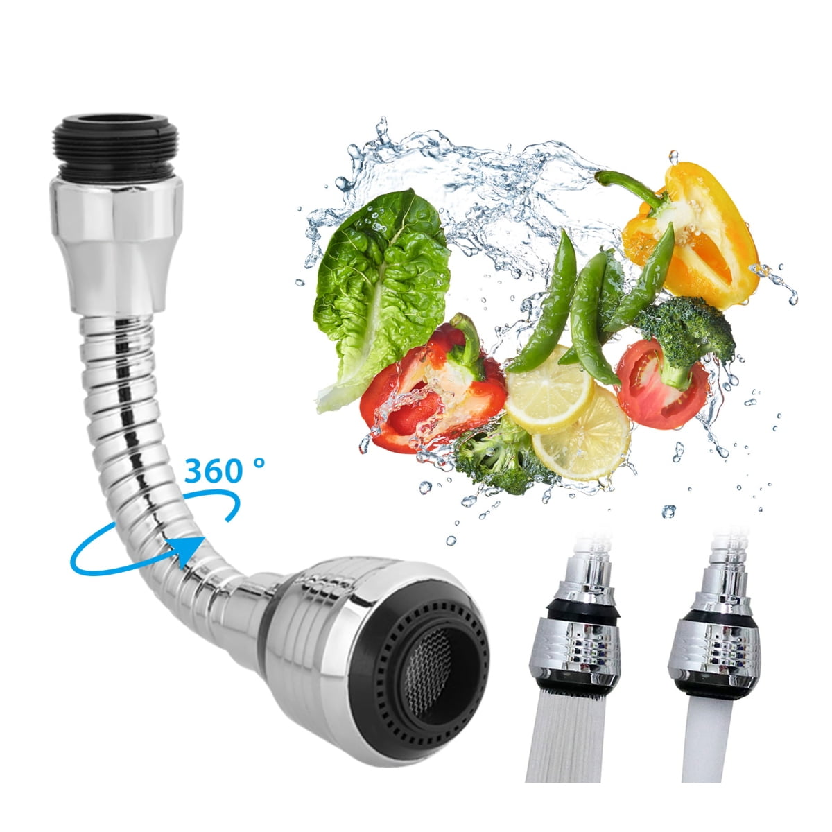Flexible Faucet Sprayer Attachment, 360 ° Kitchen Sink Aerator Extender