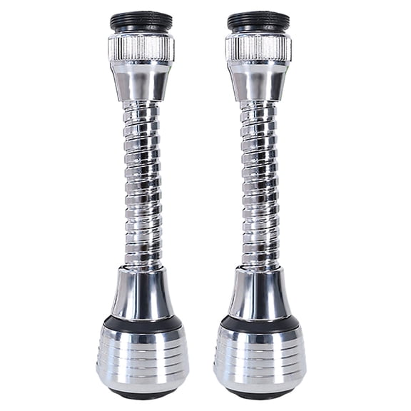 Flexible Faucet Sprayer Attachment 360 ° Rotatable Kitchen Sink Faucet Aerator Extender for Cold Hot Water, Water Saving Tap Aerator Faucet Extension Attachment for Sink Bathtub,2Pcs(Silver,5.5x0.9")