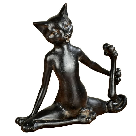 Flexible Feline Sculpture Black Bronze