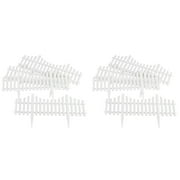 Flexible Fence Edging Set of 8 - White Decorative 24" Picket Border Panels, 16ft continuous border, interlocking plastic, built-in 4.5 inch stakes, fo