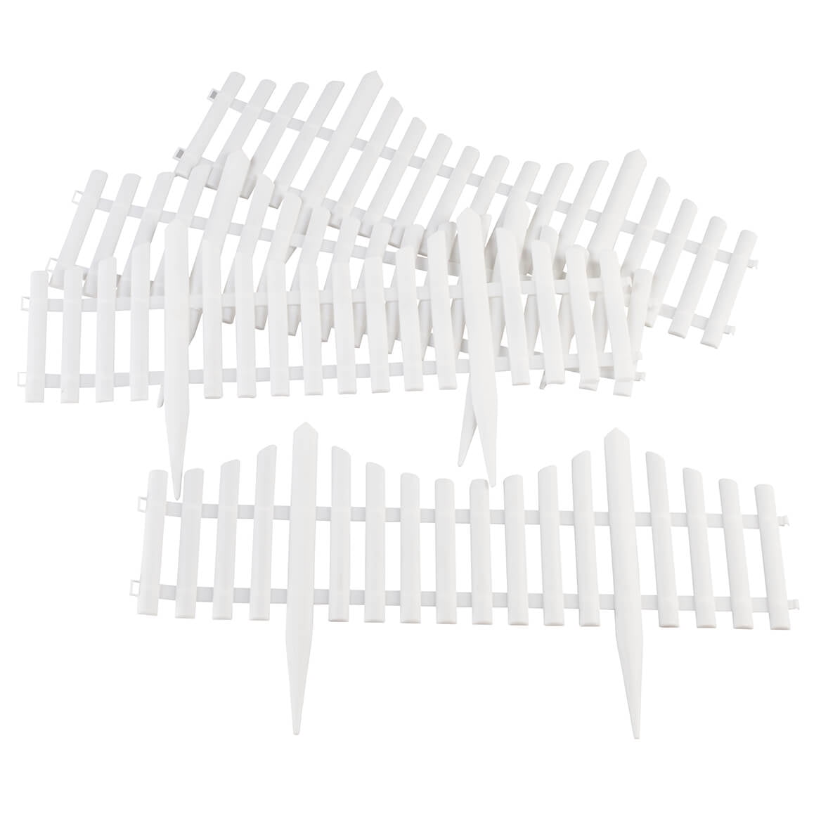 Flexible Fence Edging - Decorative Pickets (6"-13" High), Interlocking Design for Circle, Corner, or Straight Fences - 8' Border (4 Pieces, 24" Each)