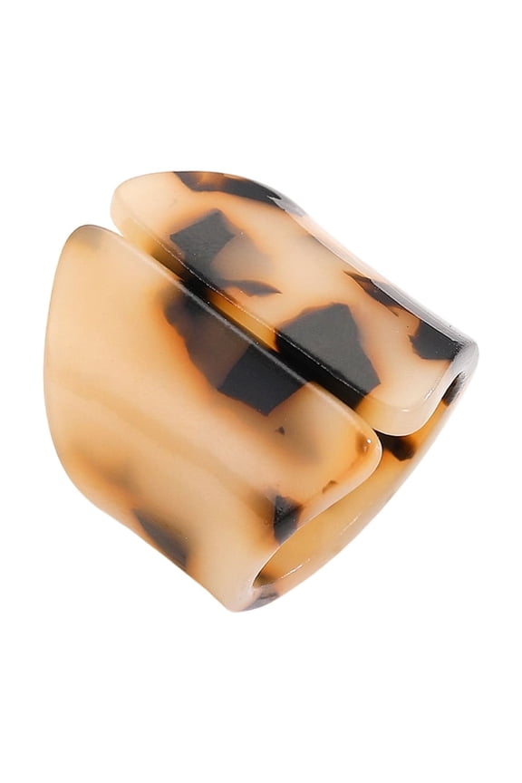 Flexible Fit Brown Leopard Pattern Acrylic Geometric Rings Lightweight Comfortable Statement Jewelry Accessory