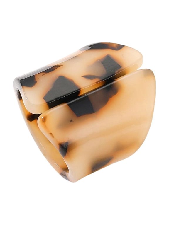 Flexible Fit Brown Leopard Pattern Acrylic Geometric Rings Lightweight Comfortable Statement Jewelry Accessory