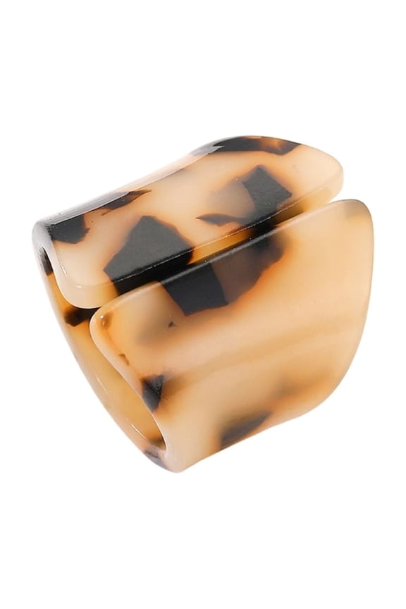 Flexible Fit Brown Leopard Pattern Acrylic Geometric Rings Lightweight Comfortable Statement Jewelry Accessory