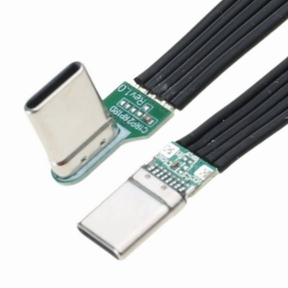 Flexible Flat Silicone USB C to USB C Cable Left/Right Angled for Camera Phones 60W Fast Charge, 480Mbps Data Transfer