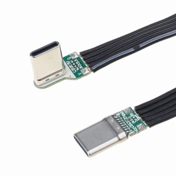 Flexible Flat Silicone USB C to USB C Cable Left/Right Angled for Camera Phones 60W Fast Charge, 480Mbps Data Transfer