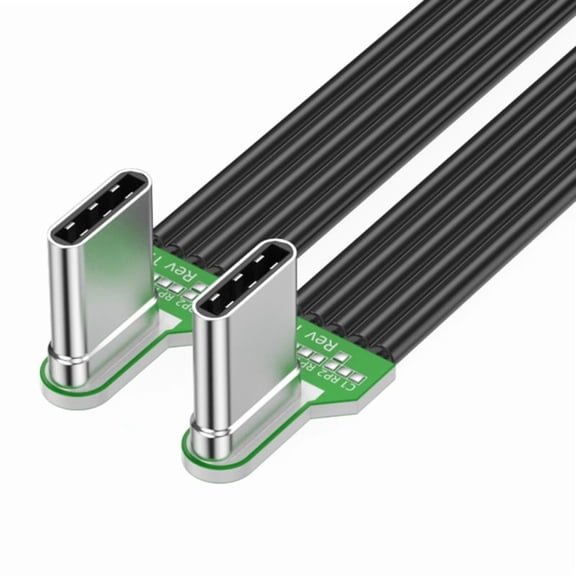 Flexible Flat Silicone USB C to USB C Cable Left/Right Angled for Camera Phones 60W Fast Charge, 480Mbps Data Transfer